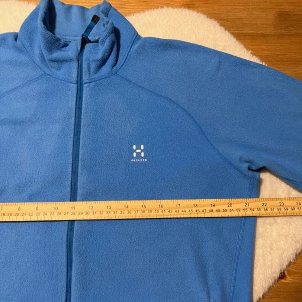 Haglofs Astro Mens Blue Full Zip Fleece Sweater Mock Neck Sportswear Size Large